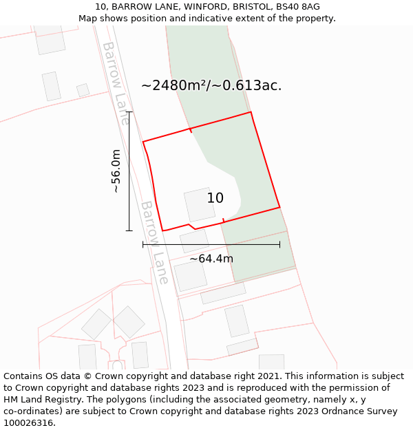 10, BARROW LANE, WINFORD, BRISTOL, BS40 8AG: Plot and title map