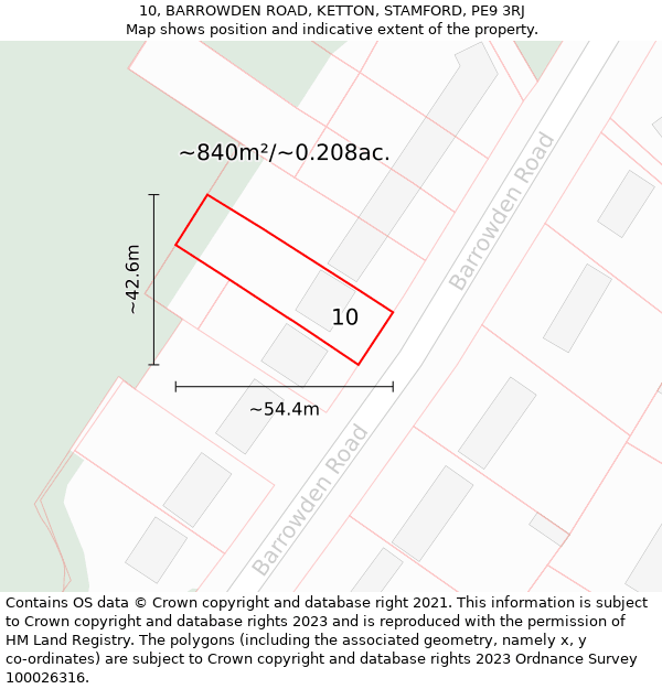 10, BARROWDEN ROAD, KETTON, STAMFORD, PE9 3RJ: Plot and title map