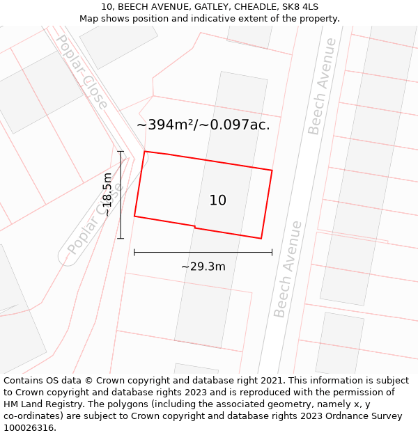 10, BEECH AVENUE, GATLEY, CHEADLE, SK8 4LS: Plot and title map