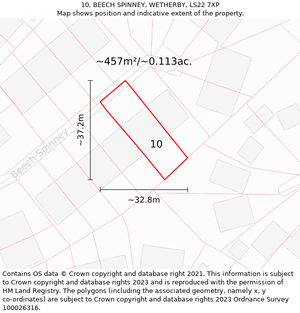 10, BEECH SPINNEY, WETHERBY, LS22 7XP: Plot and title map