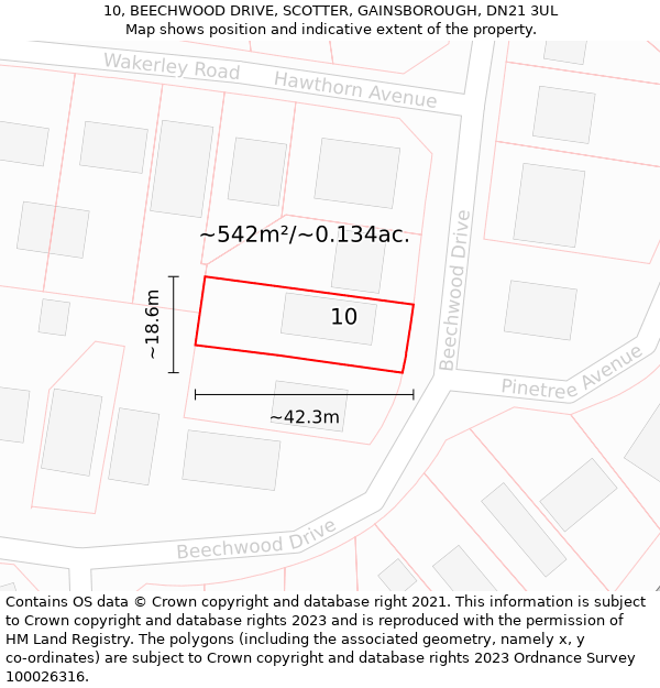 10, BEECHWOOD DRIVE, SCOTTER, GAINSBOROUGH, DN21 3UL: Plot and title map