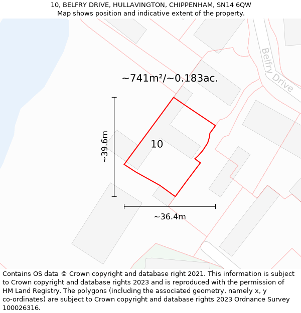 10, BELFRY DRIVE, HULLAVINGTON, CHIPPENHAM, SN14 6QW: Plot and title map