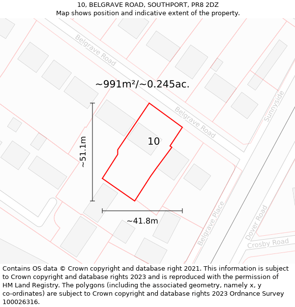 10, BELGRAVE ROAD, SOUTHPORT, PR8 2DZ: Plot and title map