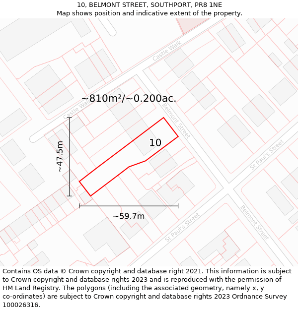 10, BELMONT STREET, SOUTHPORT, PR8 1NE: Plot and title map
