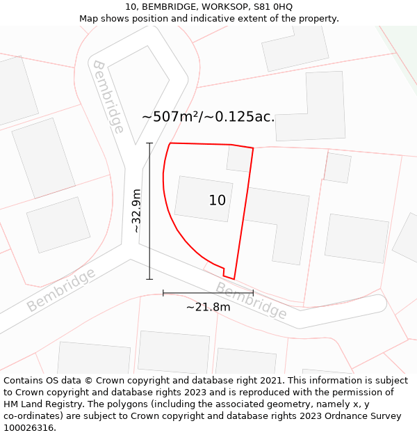 10, BEMBRIDGE, WORKSOP, S81 0HQ: Plot and title map