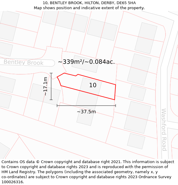 10, BENTLEY BROOK, HILTON, DERBY, DE65 5HA: Plot and title map