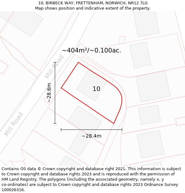 10, BIRBECK WAY, FRETTENHAM, NORWICH, NR12 7LG: Plot and title map