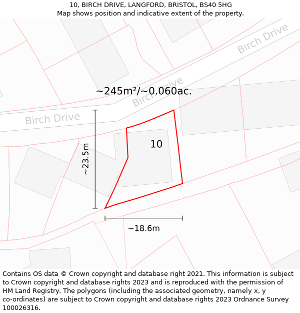 10, BIRCH DRIVE, LANGFORD, BRISTOL, BS40 5HG: Plot and title map