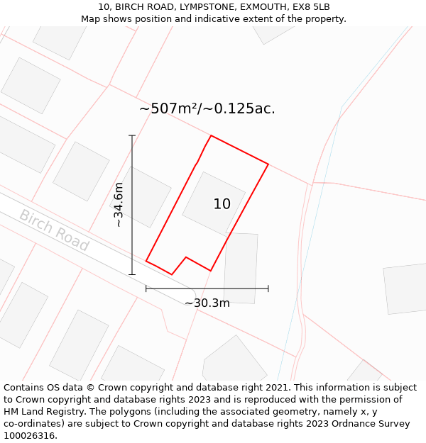 10, BIRCH ROAD, LYMPSTONE, EXMOUTH, EX8 5LB: Plot and title map