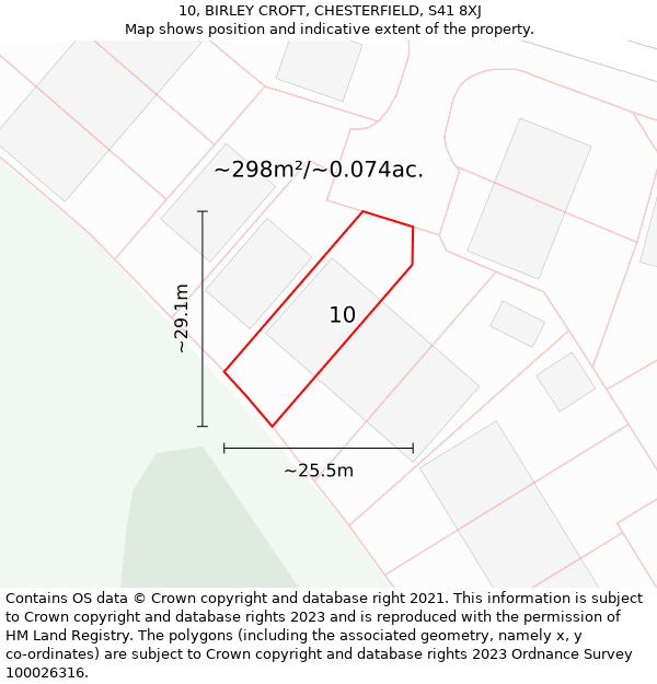 10, BIRLEY CROFT, CHESTERFIELD, S41 8XJ: Plot and title map