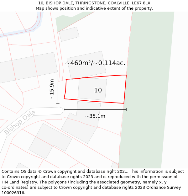 10, BISHOP DALE, THRINGSTONE, COALVILLE, LE67 8LX: Plot and title map