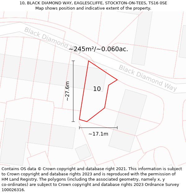 10, BLACK DIAMOND WAY, EAGLESCLIFFE, STOCKTON-ON-TEES, TS16 0SE: Plot and title map