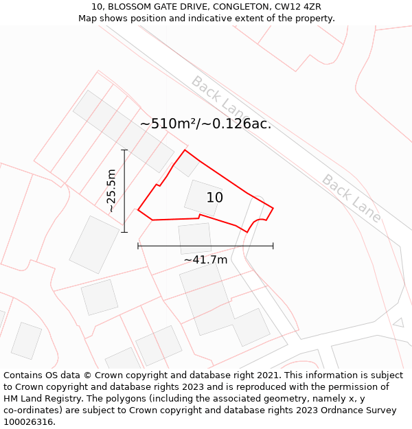 10, BLOSSOM GATE DRIVE, CONGLETON, CW12 4ZR: Plot and title map