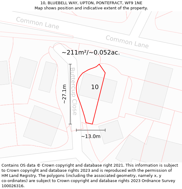 10, BLUEBELL WAY, UPTON, PONTEFRACT, WF9 1NE: Plot and title map