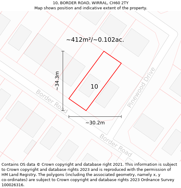 10, BORDER ROAD, WIRRAL, CH60 2TY: Plot and title map