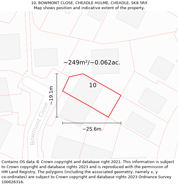 10, BOWMONT CLOSE, CHEADLE HULME, CHEADLE, SK8 5RX: Plot and title map