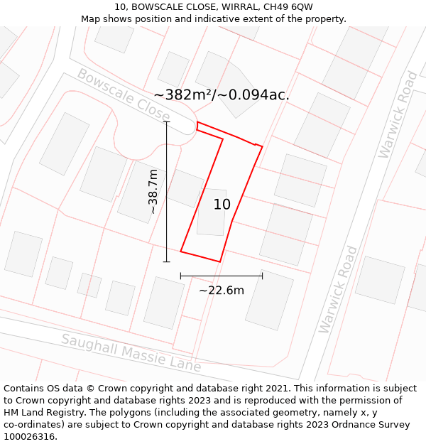 10, BOWSCALE CLOSE, WIRRAL, CH49 6QW: Plot and title map