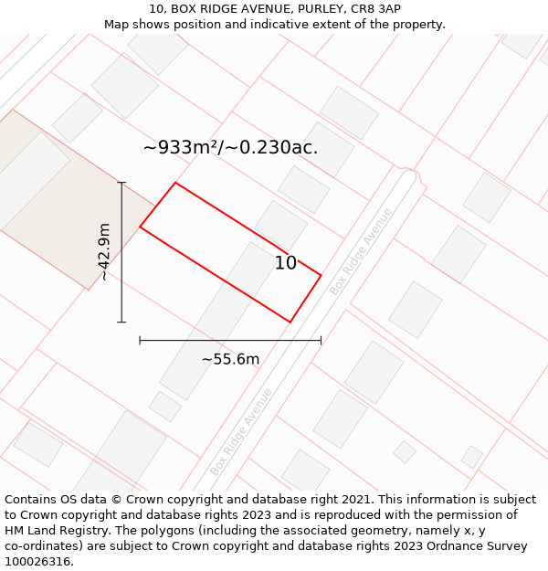 10, BOX RIDGE AVENUE, PURLEY, CR8 3AP: Plot and title map