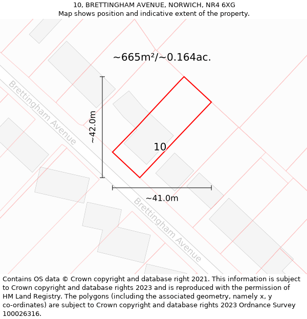 10, BRETTINGHAM AVENUE, NORWICH, NR4 6XG: Plot and title map