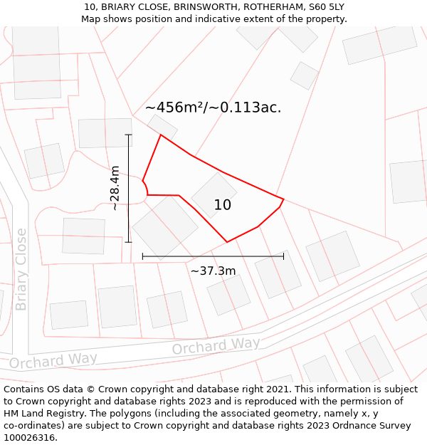 10, BRIARY CLOSE, BRINSWORTH, ROTHERHAM, S60 5LY: Plot and title map