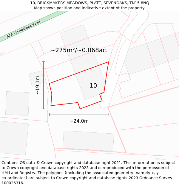 10, BRICKMAKERS MEADOWS, PLATT, SEVENOAKS, TN15 8NQ: Plot and title map