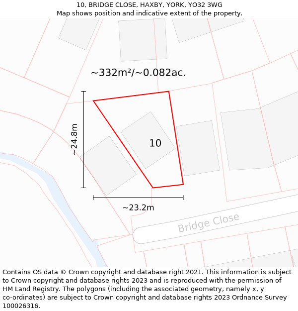 10, BRIDGE CLOSE, HAXBY, YORK, YO32 3WG: Plot and title map