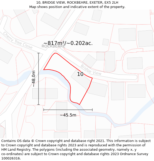 10, BRIDGE VIEW, ROCKBEARE, EXETER, EX5 2LH: Plot and title map