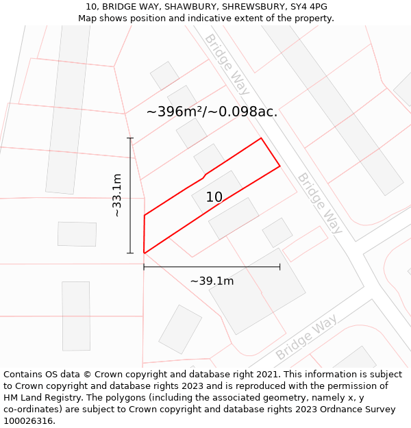 10, BRIDGE WAY, SHAWBURY, SHREWSBURY, SY4 4PG: Plot and title map