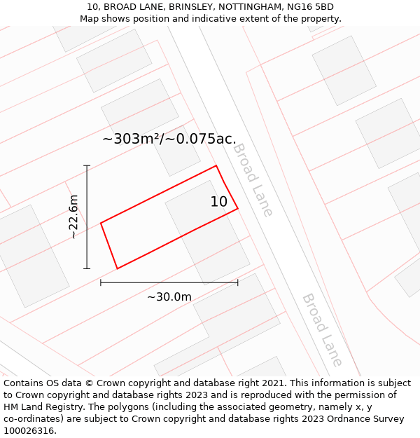 10, BROAD LANE, BRINSLEY, NOTTINGHAM, NG16 5BD: Plot and title map