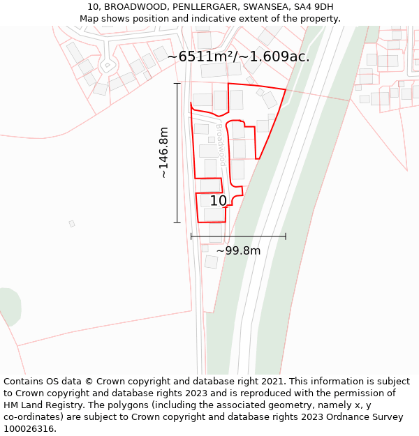 10, BROADWOOD, PENLLERGAER, SWANSEA, SA4 9DH: Plot and title map