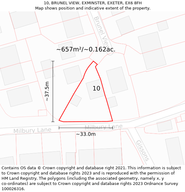 10, BRUNEL VIEW, EXMINSTER, EXETER, EX6 8FH: Plot and title map