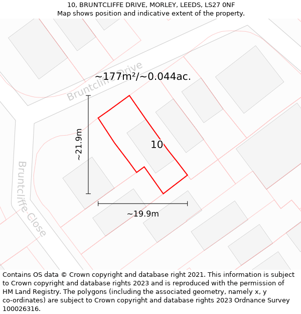 10, BRUNTCLIFFE DRIVE, MORLEY, LEEDS, LS27 0NF: Plot and title map