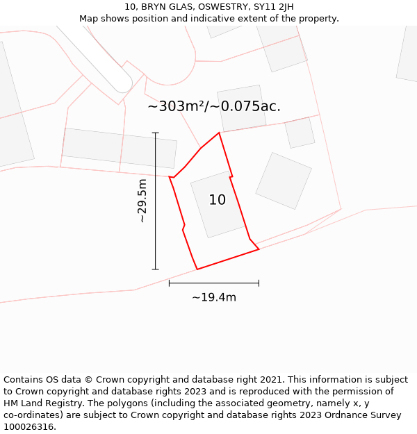 10, BRYN GLAS, OSWESTRY, SY11 2JH: Plot and title map