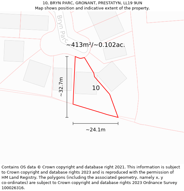 10, BRYN PARC, GRONANT, PRESTATYN, LL19 9UN: Plot and title map