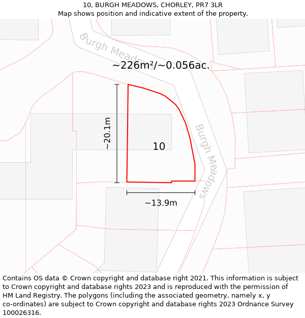 10, BURGH MEADOWS, CHORLEY, PR7 3LR: Plot and title map