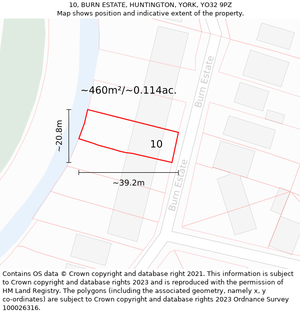 10, BURN ESTATE, HUNTINGTON, YORK, YO32 9PZ: Plot and title map