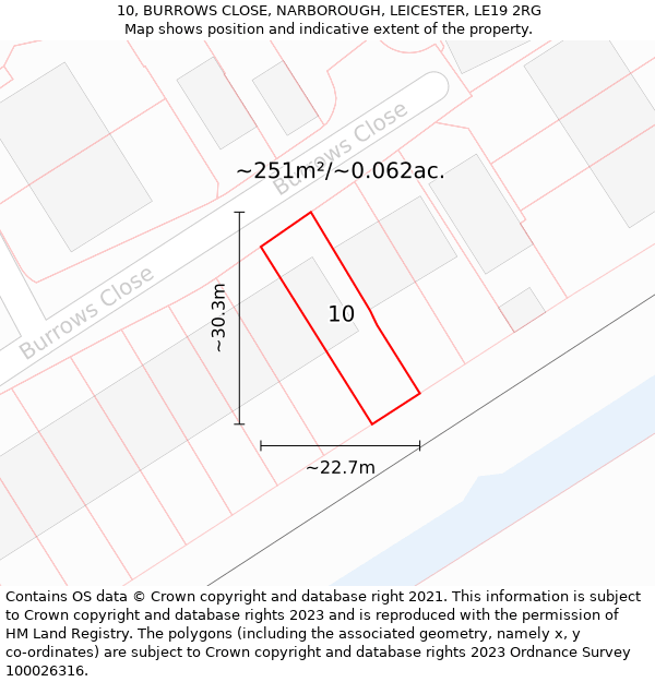 10, BURROWS CLOSE, NARBOROUGH, LEICESTER, LE19 2RG: Plot and title map