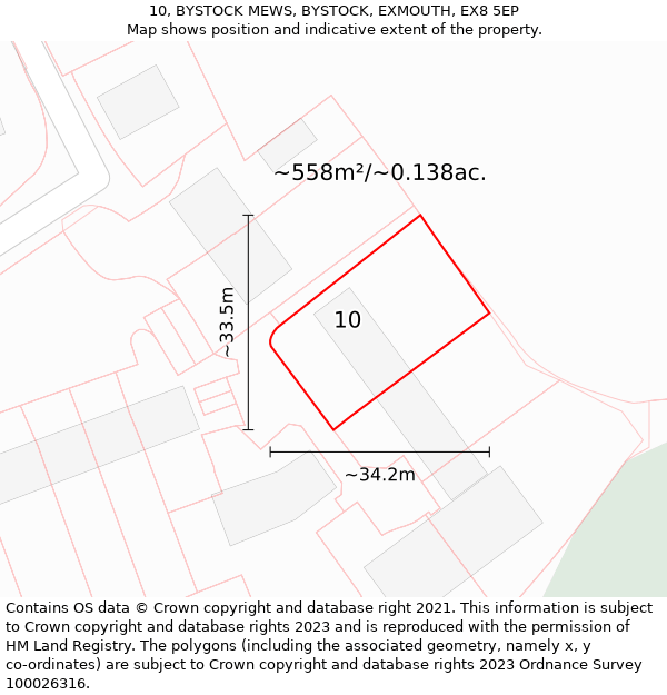10, BYSTOCK MEWS, BYSTOCK, EXMOUTH, EX8 5EP: Plot and title map