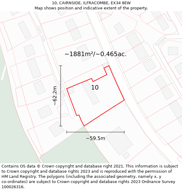 10, CAIRNSIDE, ILFRACOMBE, EX34 8EW: Plot and title map