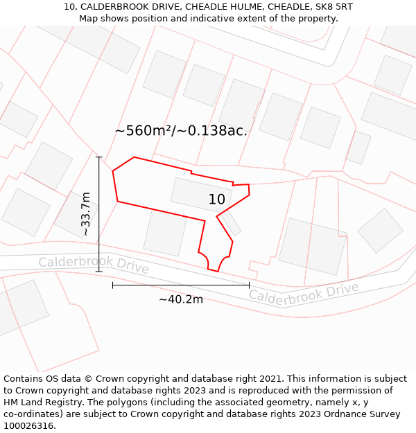 10, CALDERBROOK DRIVE, CHEADLE HULME, CHEADLE, SK8 5RT: Plot and title map