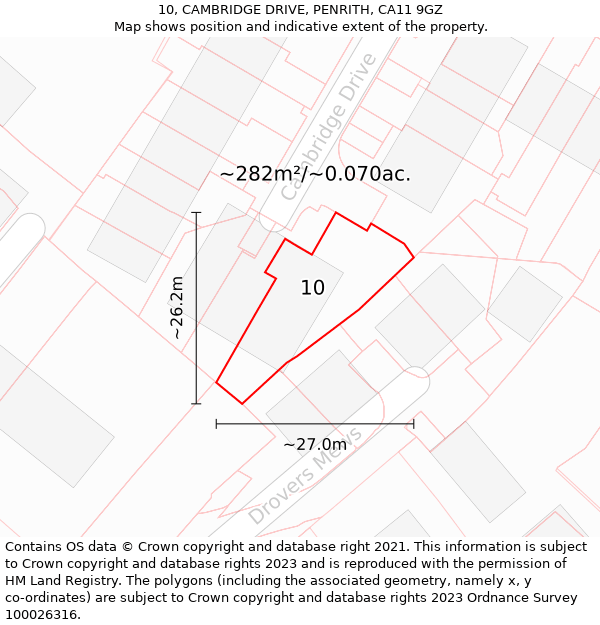 10, CAMBRIDGE DRIVE, PENRITH, CA11 9GZ: Plot and title map