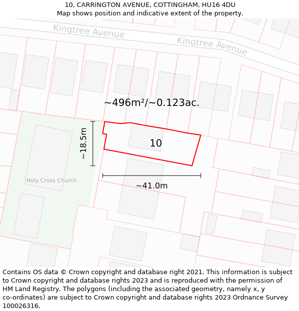 10, CARRINGTON AVENUE, COTTINGHAM, HU16 4DU: Plot and title map