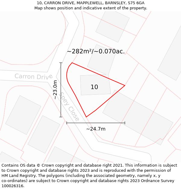 10, CARRON DRIVE, MAPPLEWELL, BARNSLEY, S75 6GA: Plot and title map