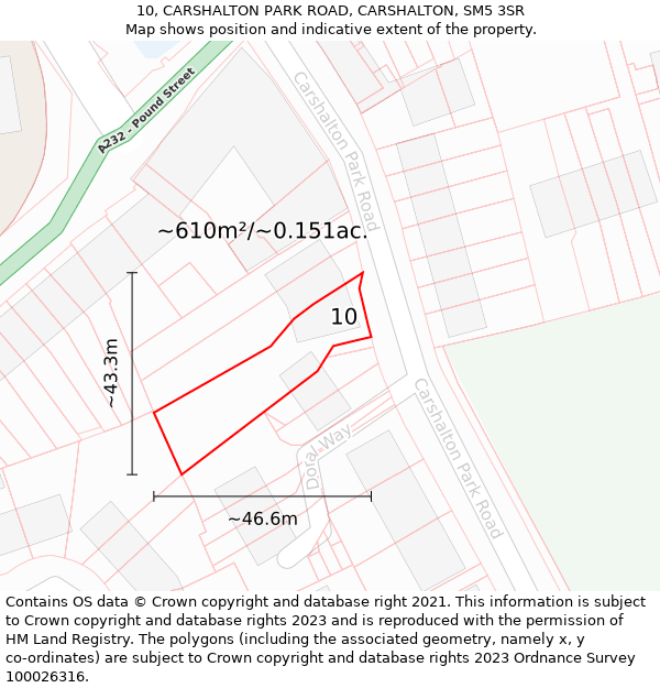 10, CARSHALTON PARK ROAD, CARSHALTON, SM5 3SR: Plot and title map