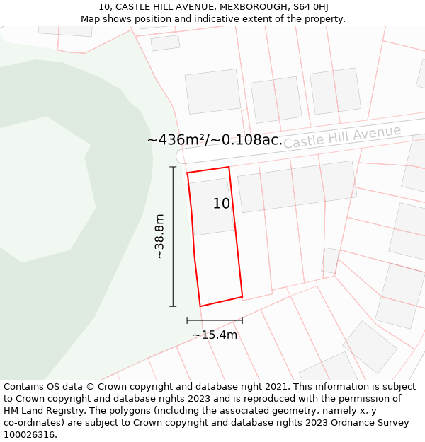 10, CASTLE HILL AVENUE, MEXBOROUGH, S64 0HJ: Plot and title map