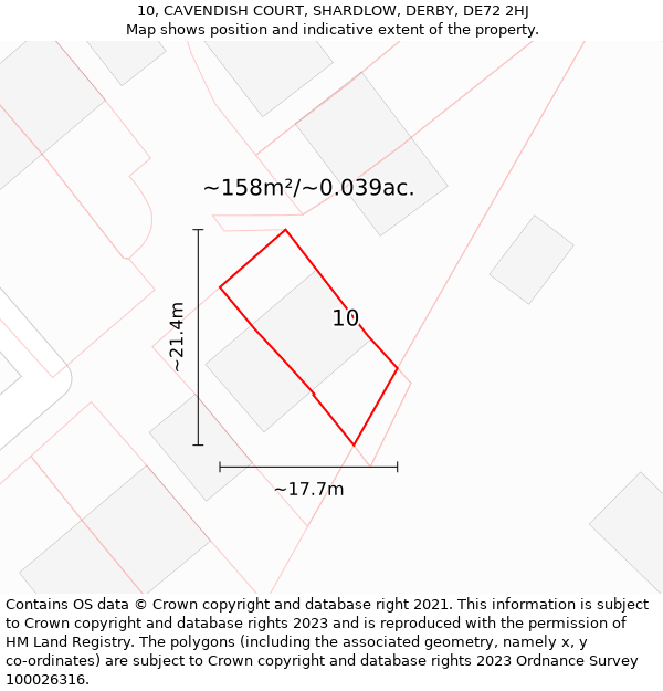 10, CAVENDISH COURT, SHARDLOW, DERBY, DE72 2HJ: Plot and title map