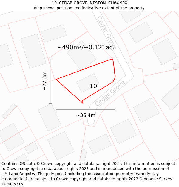 10, CEDAR GROVE, NESTON, CH64 9PX: Plot and title map