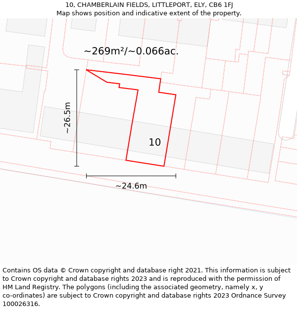 10, CHAMBERLAIN FIELDS, LITTLEPORT, ELY, CB6 1FJ: Plot and title map