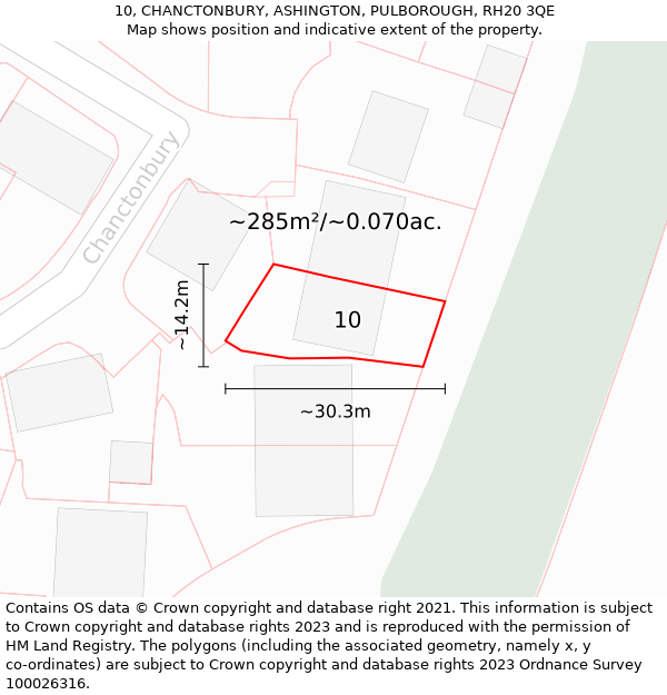 10, CHANCTONBURY, ASHINGTON, PULBOROUGH, RH20 3QE: Plot and title map