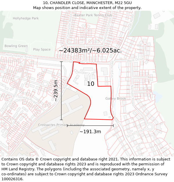 10, CHANDLER CLOSE, MANCHESTER, M22 5GU: Plot and title map